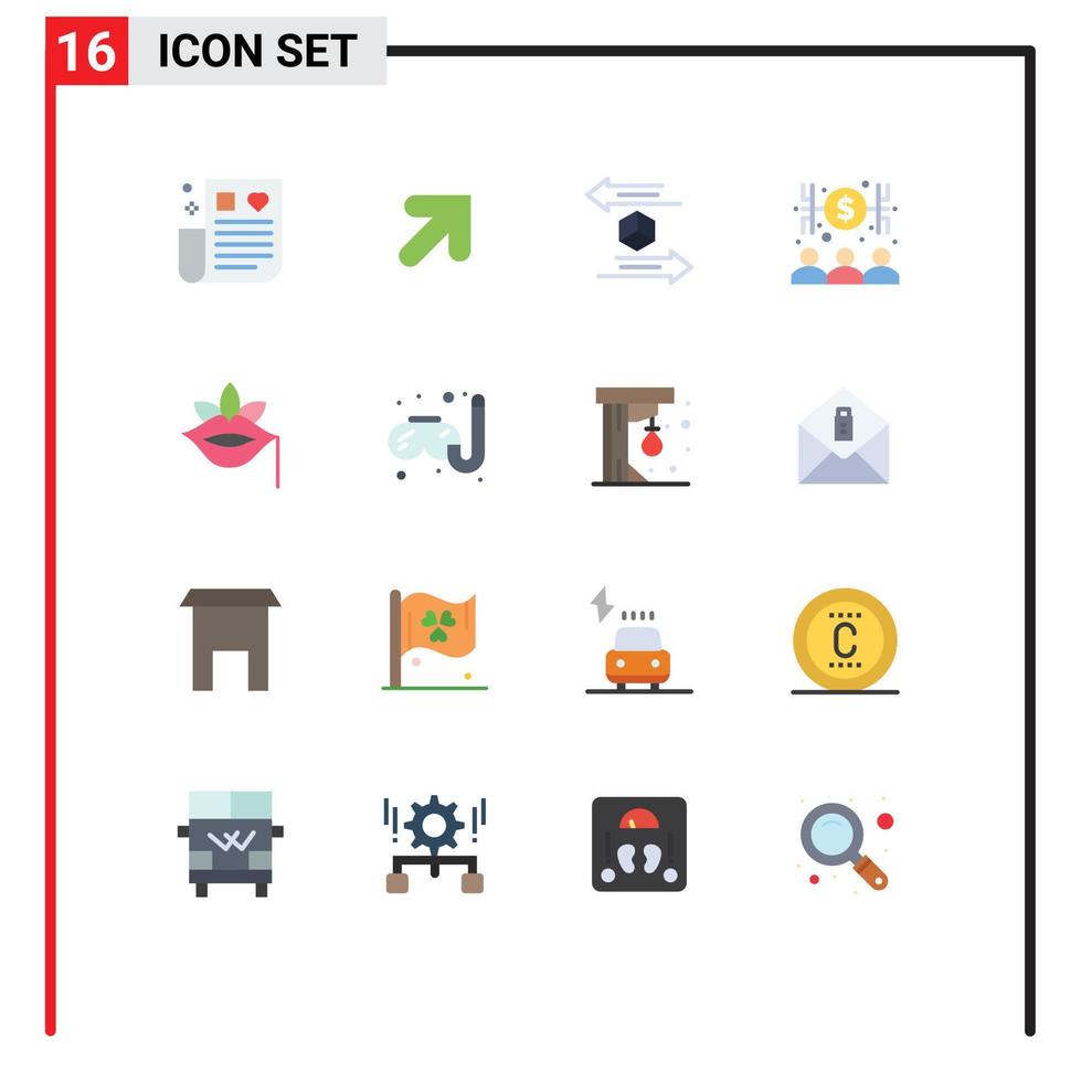 16 universell platt färger uppsättning för webb och mobil tillämpningar blomma pengar leverans ekonom bankman redigerbar packa av kreativ vektor design element