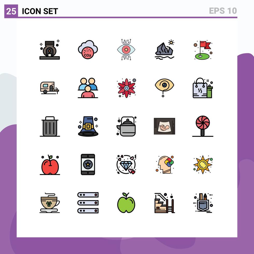 uppsättning av 25 modern ui ikoner symboler tecken för smältande is infrastruktur miljö öga redigerbar vektor design element