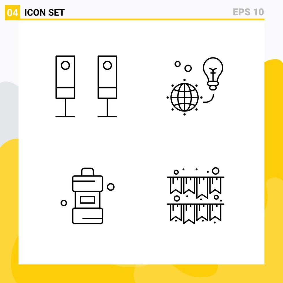 packa av 4 modern fylld linje platt färger tecken och symboler för webb skriva ut media sådan som apparater badrum systemet ljus rengöring redigerbar vektor design element