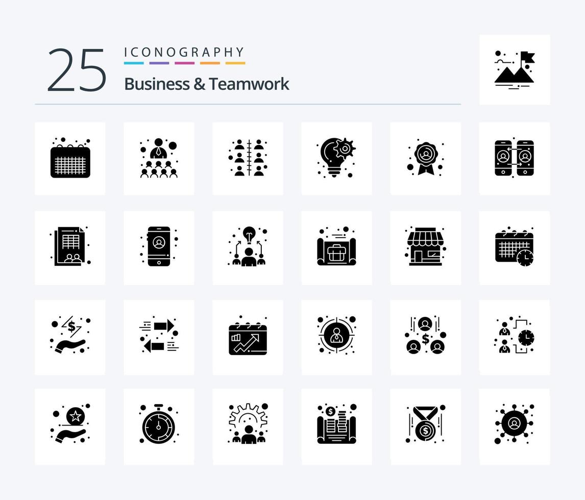 Geschäft und Zusammenarbeit 25 solide Glyphe Symbol Pack einschließlich Anruf Weiterleitung. Qualität Abzeichen. arbeiten. Abzeichen. Planung vektor