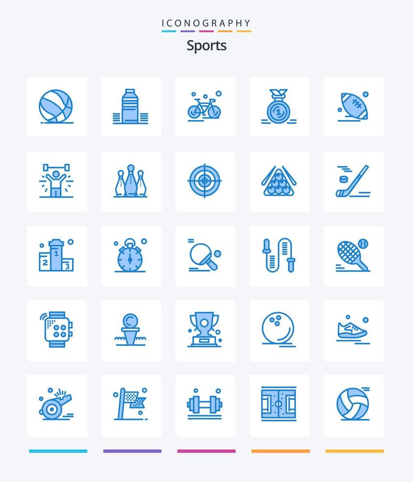 kreativ sporter 25 blå ikon packa sådan som först. tilldela. kall. lopp. cykling vektor