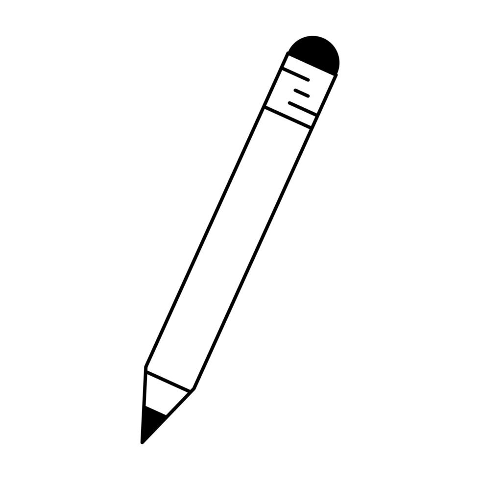 Bleistift mit Radiergummikarikatur lokalisiert in Schwarzweiss vektor