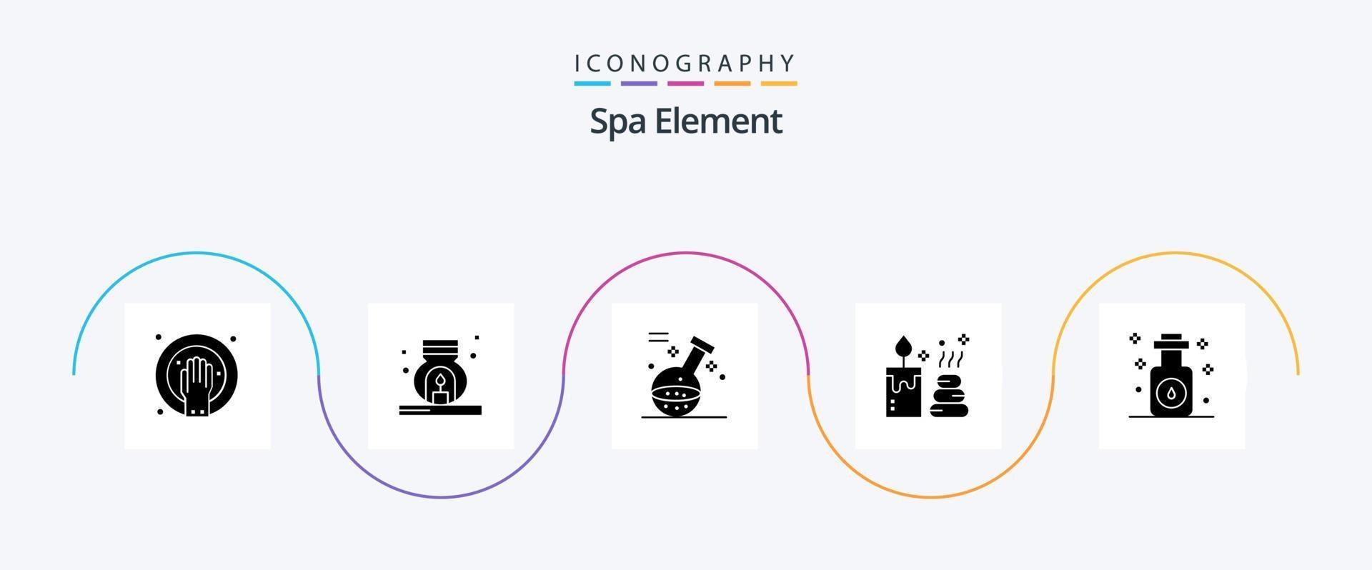 spa element glyf 5 ikon packa Inklusive olja. aromterapi. element. ljus. spa vektor