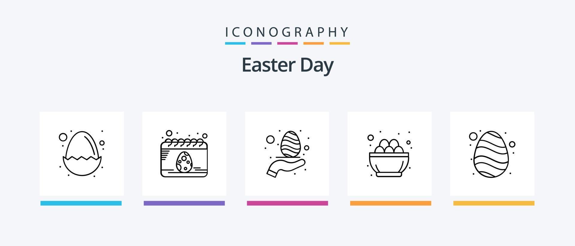 påsk linje 5 ikon packa Inklusive byggnad. ägg. födelsedag. påsk. skål. kreativ ikoner design vektor