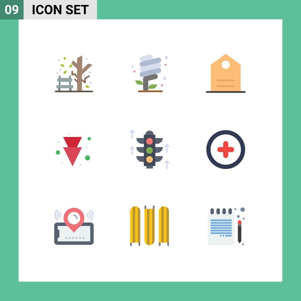 universell ikon symboler grupp av 9 modern platt färger av server rood grön full pil redigerbar vektor design element
