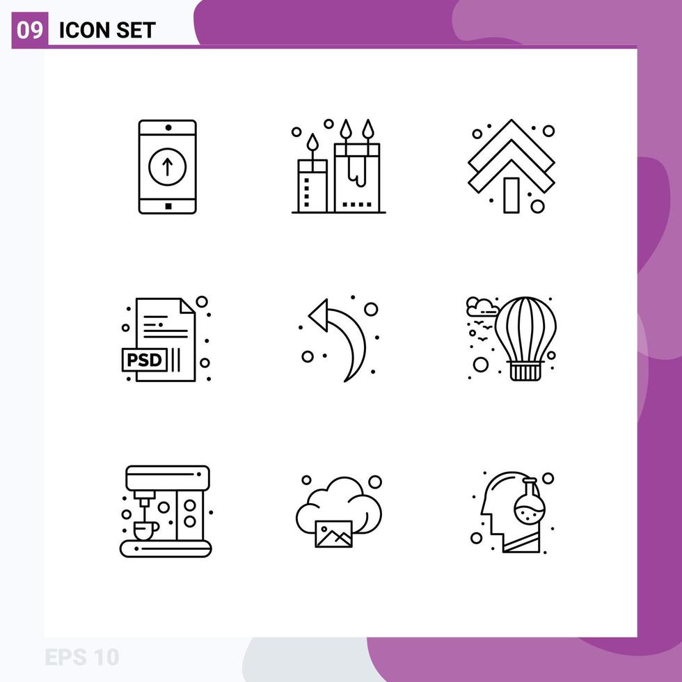 9 kreativ ikoner modern tecken och symboler av pil förlängning koppla av dokumentera upp redigerbar vektor design element