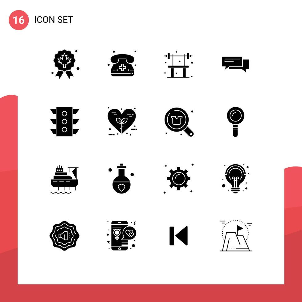 Pack von 16 modern solide Glyphen Zeichen und Symbole zum Netz drucken Medien eine solche wie Sozial Kommunikation Bank Luftblasen Plaudern editierbar Vektor Design Elemente