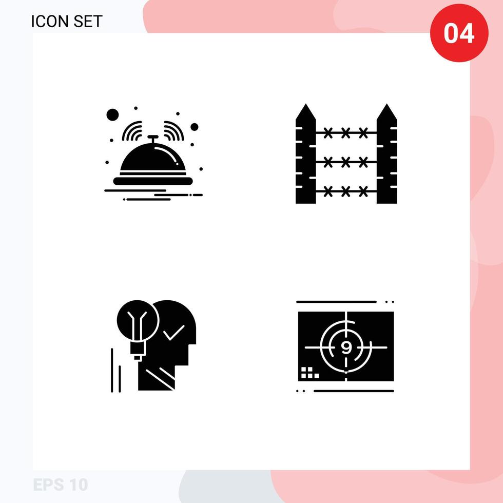 fast glyf packa av 4 universell symboler av klocka kreativ service säkerhet aning redigerbar vektor design element