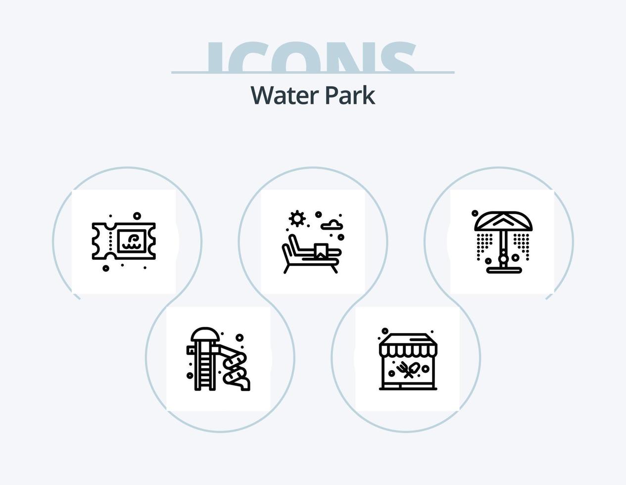 Wasser Park Linie Symbol Pack 5 Symbol Design. Park. Schließfach. Garten. Garten. Essen Stand vektor