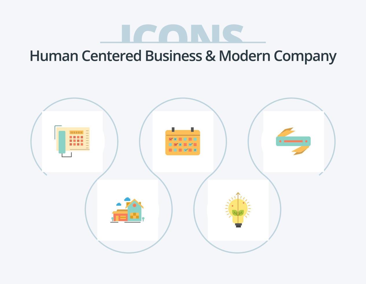 mänsklig centrerad företag och modern företag platt ikon packa 5 ikon design. tid. månad. ljus. datum. ring upp vektor