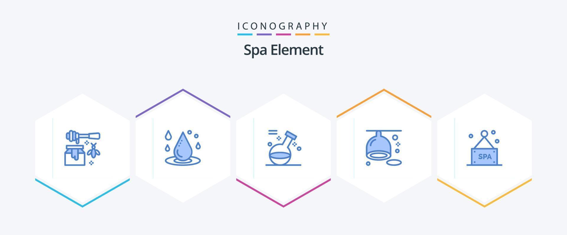 spa element 25 blå ikon packa Inklusive tecken. frukt. vatten. diet. spa vektor