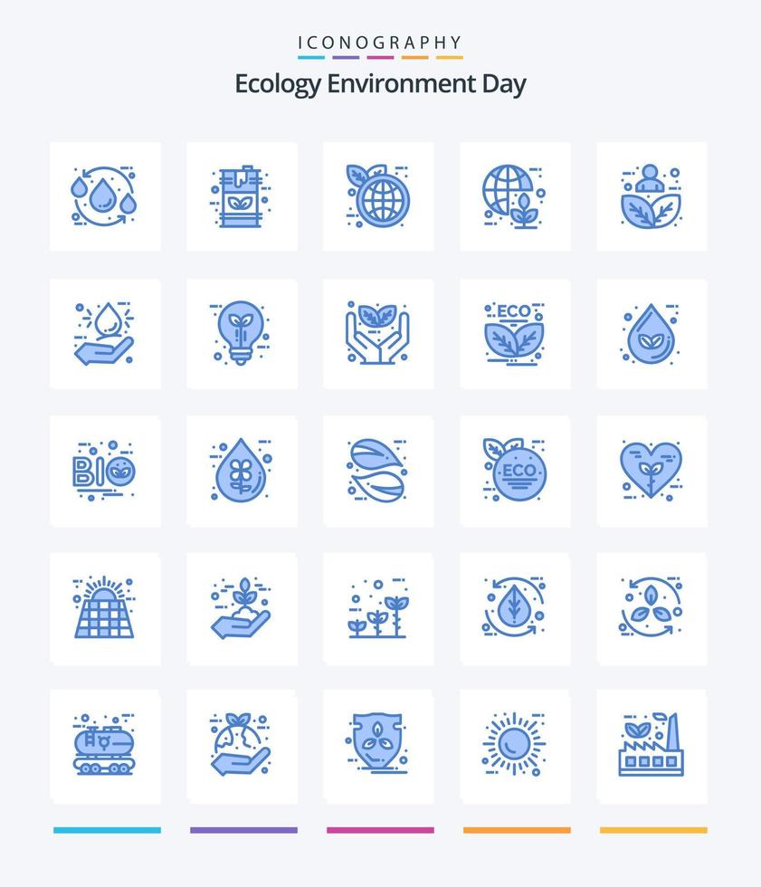 kreativ Ökologie 25 Blau Symbol Pack eine solche wie Energie. grün. Kraftstoff. Erde. Welt Öko vektor