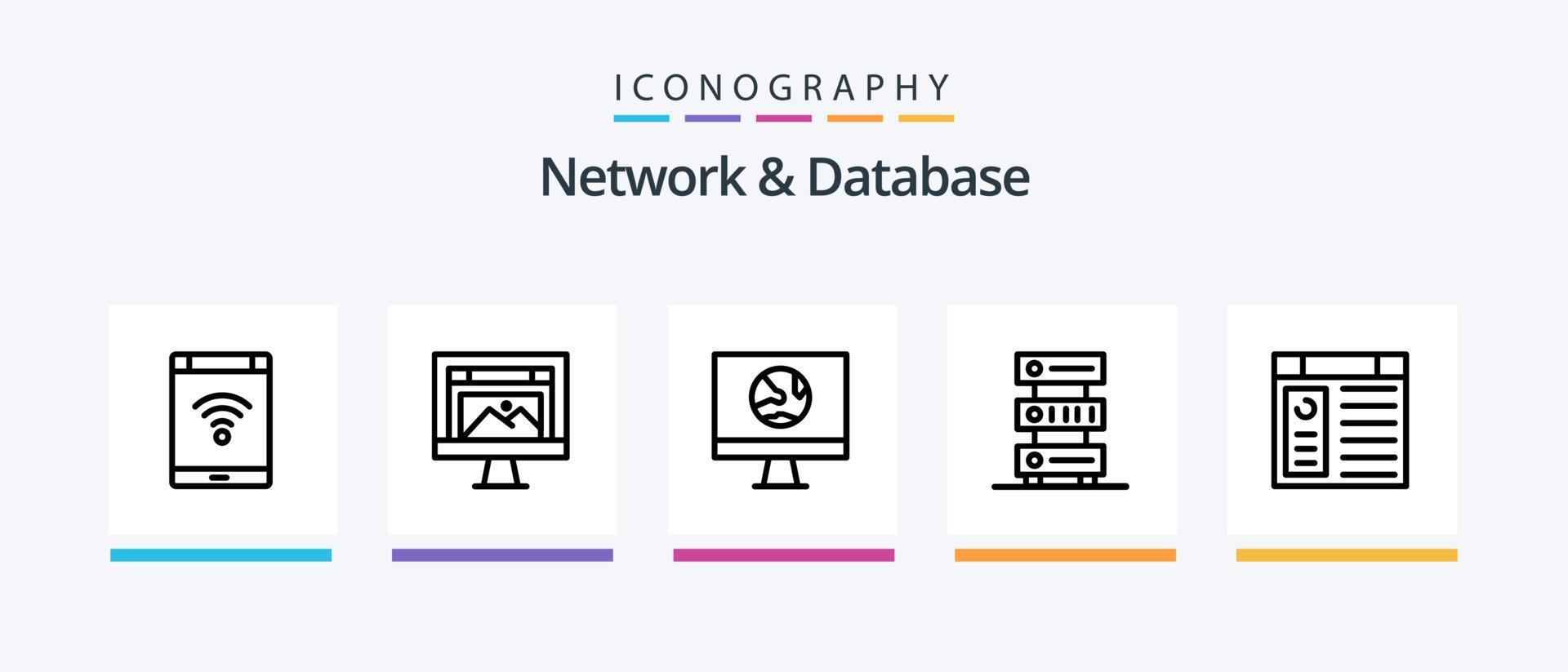 Netzwerk und Datenbank Linie 5 Symbol Pack einschließlich Daten. Bluetooth. global. Smartphone. Internet. kreativ Symbole Design vektor