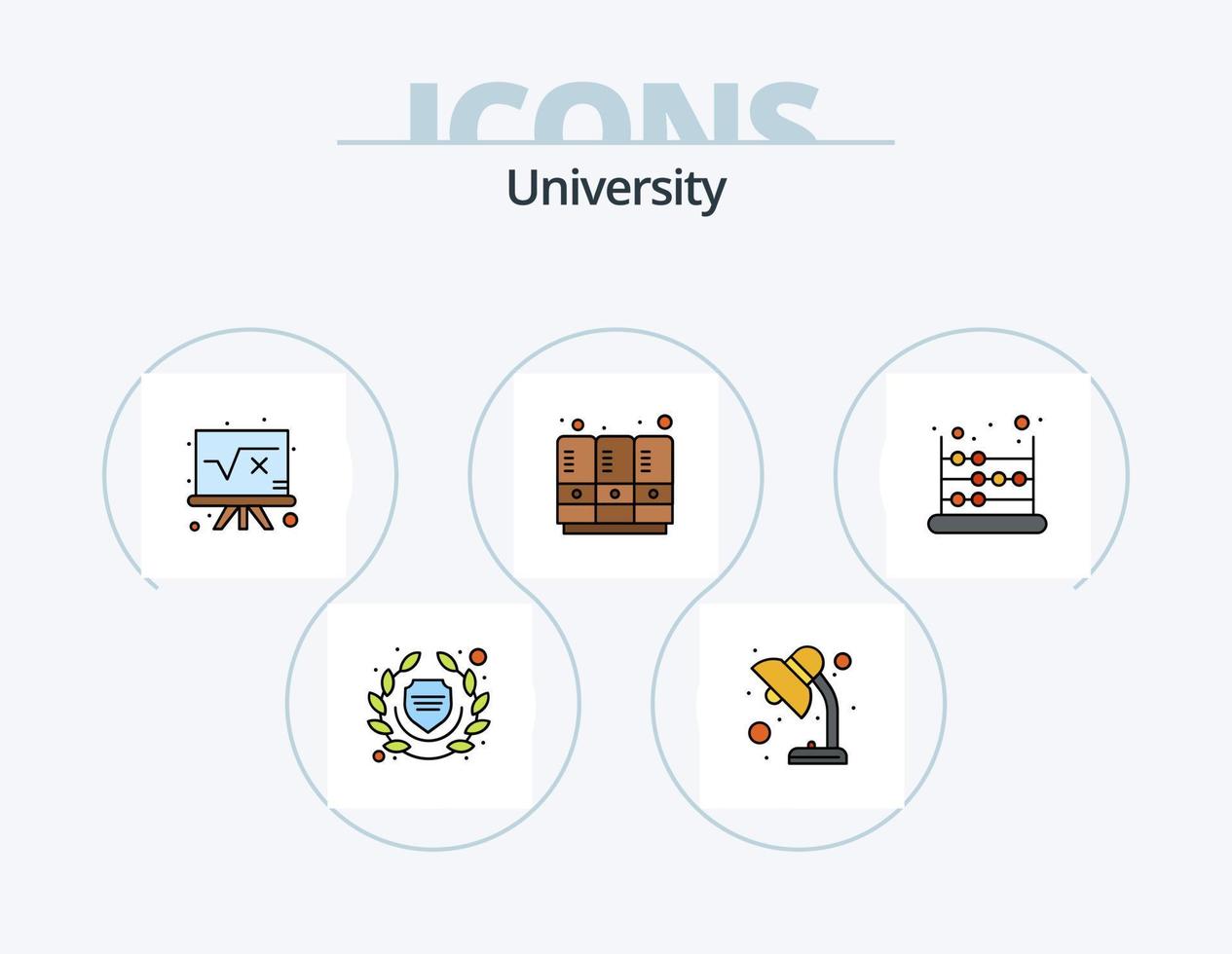 universitet linje fylld ikon packa 5 ikon design. högskola. glas. trofé. prestation vektor