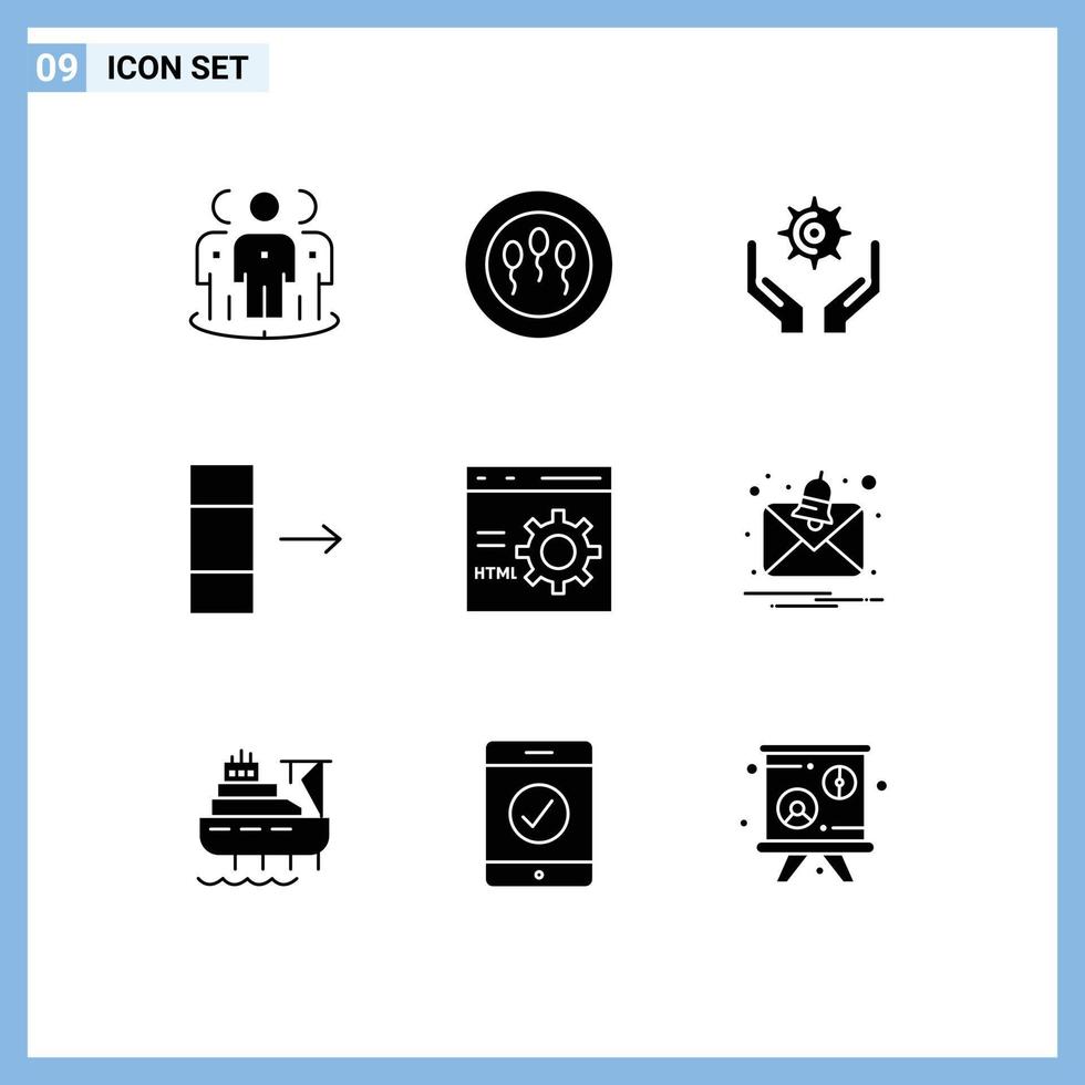 9 kreativ ikoner modern tecken och symboler av utveckla browser händer exportera kolumn redigerbar vektor design element