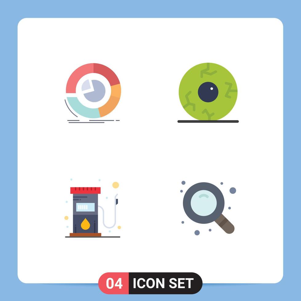 piktogram uppsättning av 4 enkel platt ikoner av analys bränsle diagram rädsla station redigerbar vektor design element