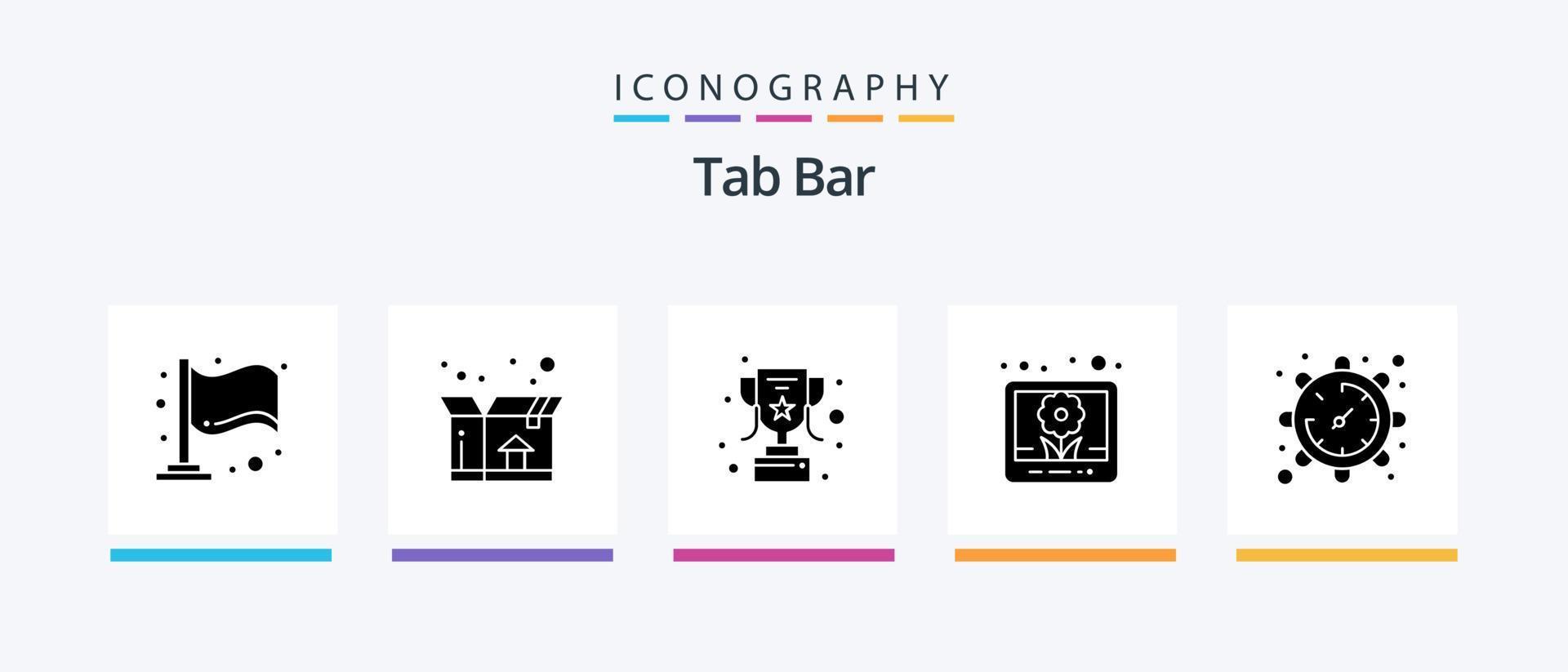 Tab Bar Glyphe 5 Symbol Pack einschließlich . betrachten. Trophäe. Zeit. Gang. kreativ Symbole Design vektor
