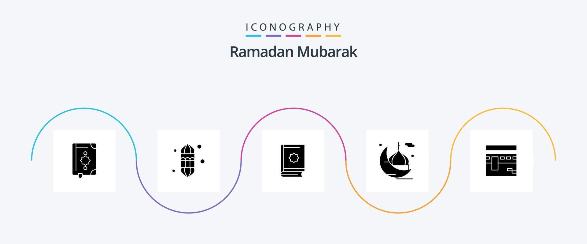 Ramadan Glyphe 5 Symbol Pack einschließlich Moschee. Mond. Lampe. Stern. Islam vektor