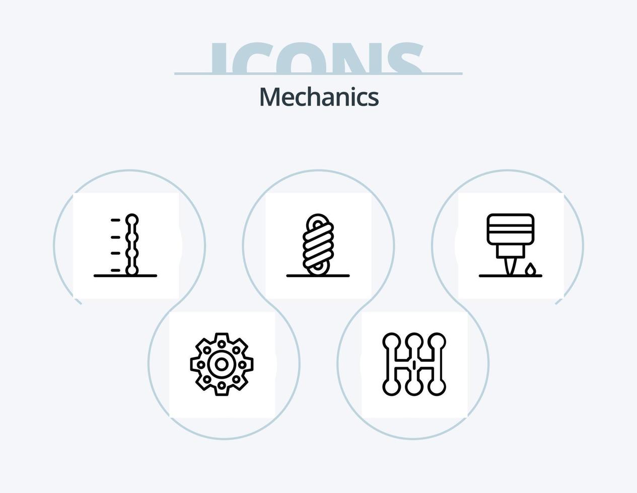 Mechanik Linie Symbol Pack 5 Symbol Design. . Kraftstoff. vektor