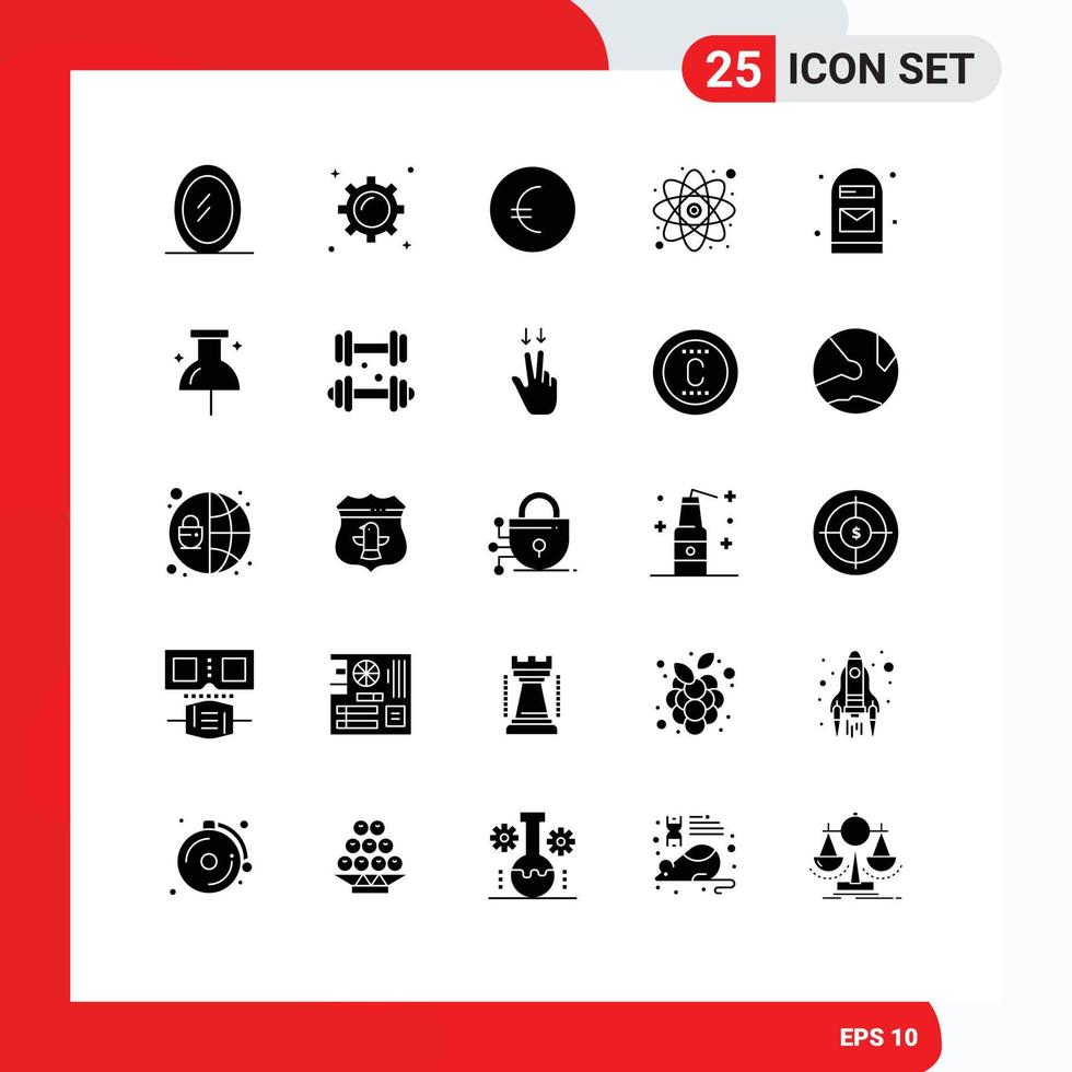 Lager Vektor Symbol Pack von 25 Linie Zeichen und Symbole zum Navigation Post Atom Büro Box editierbar Vektor Design Elemente