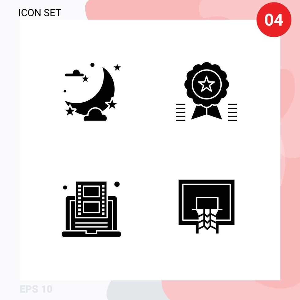 solide Glyphe Pack von 4 Universal- Symbole von Feier Bildung Mond Abzeichen online editierbar Vektor Design Elemente