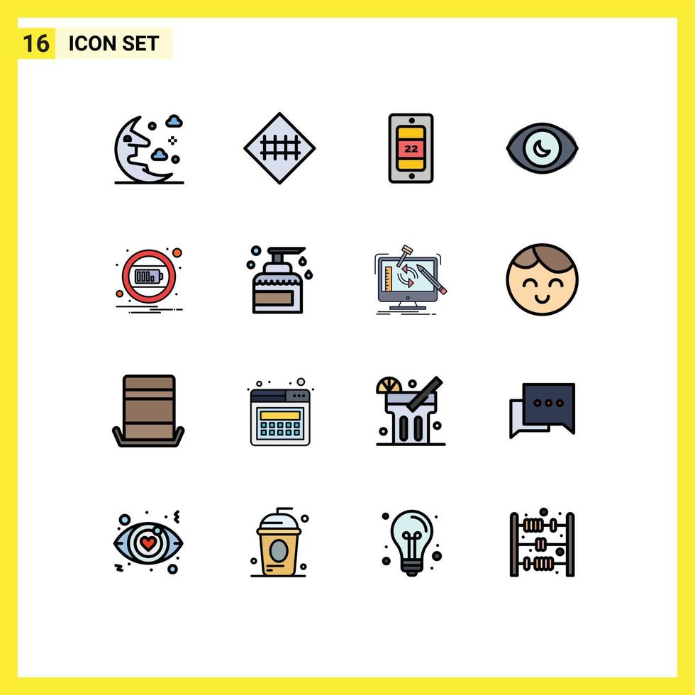 modern uppsättning av 16 platt Färg fylld rader pictograph av avgift se väg symboler Sök öga redigerbar kreativ vektor design element