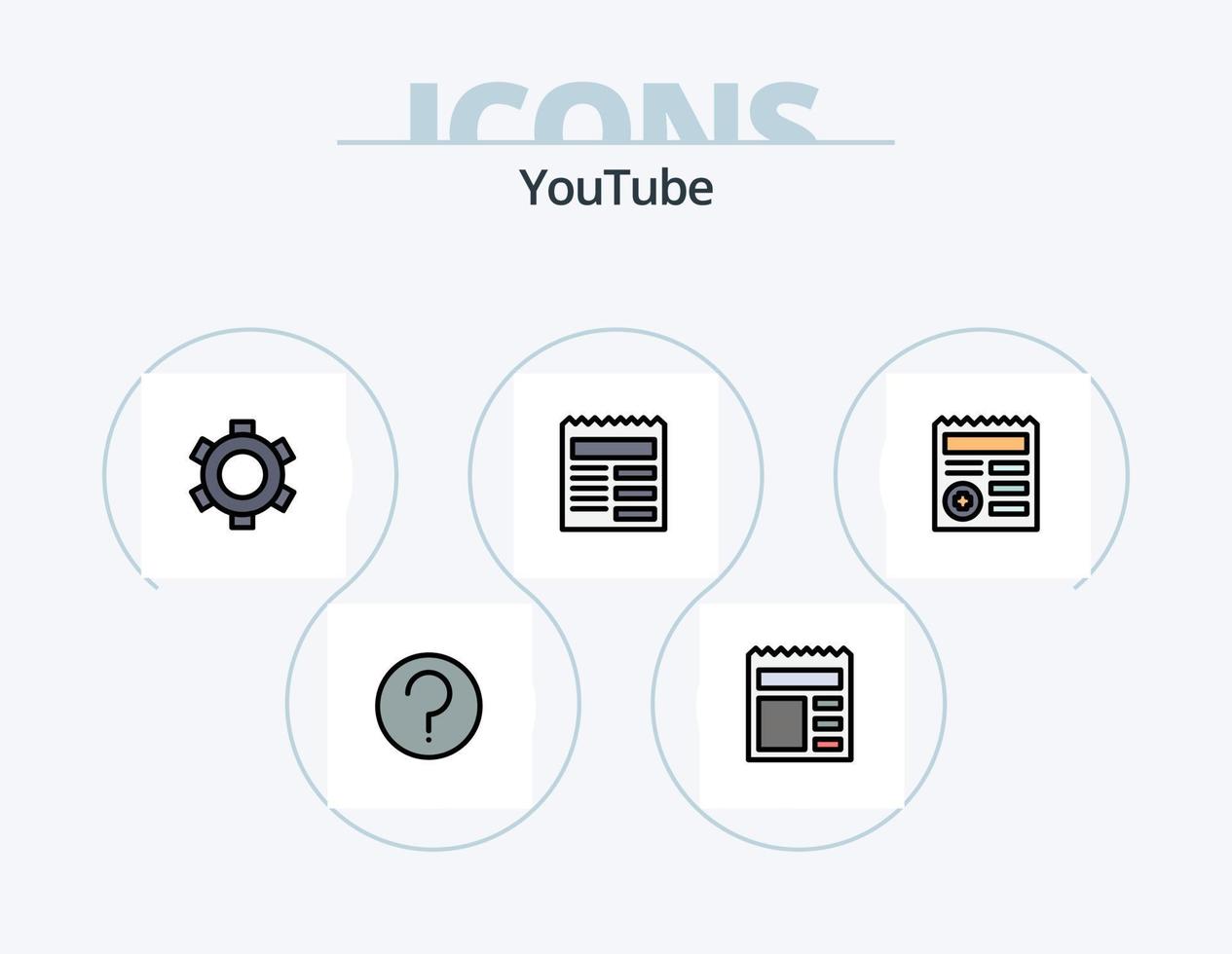 Youtube linje fylld ikon packa 5 ikon design. dokumentera. grundläggande. grundläggande. höger. chatt vektor