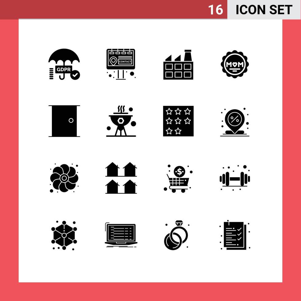 einstellen von 16 modern ui Symbole Symbole Zeichen zum Zuhause Tür Fabrik Gebäude Mutter editierbar Vektor Design Elemente