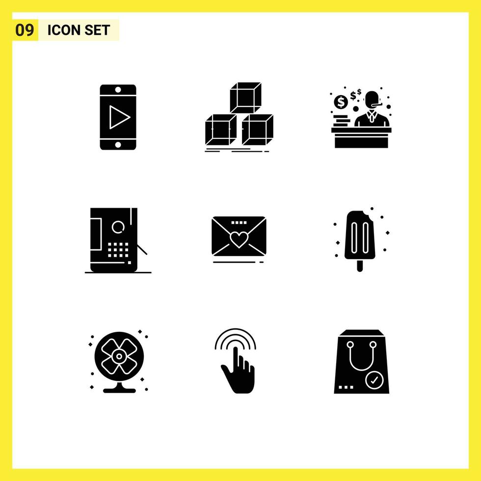 9 kreativ ikoner modern tecken och symboler av bröllop SMS kund måla design redigerbar vektor design element