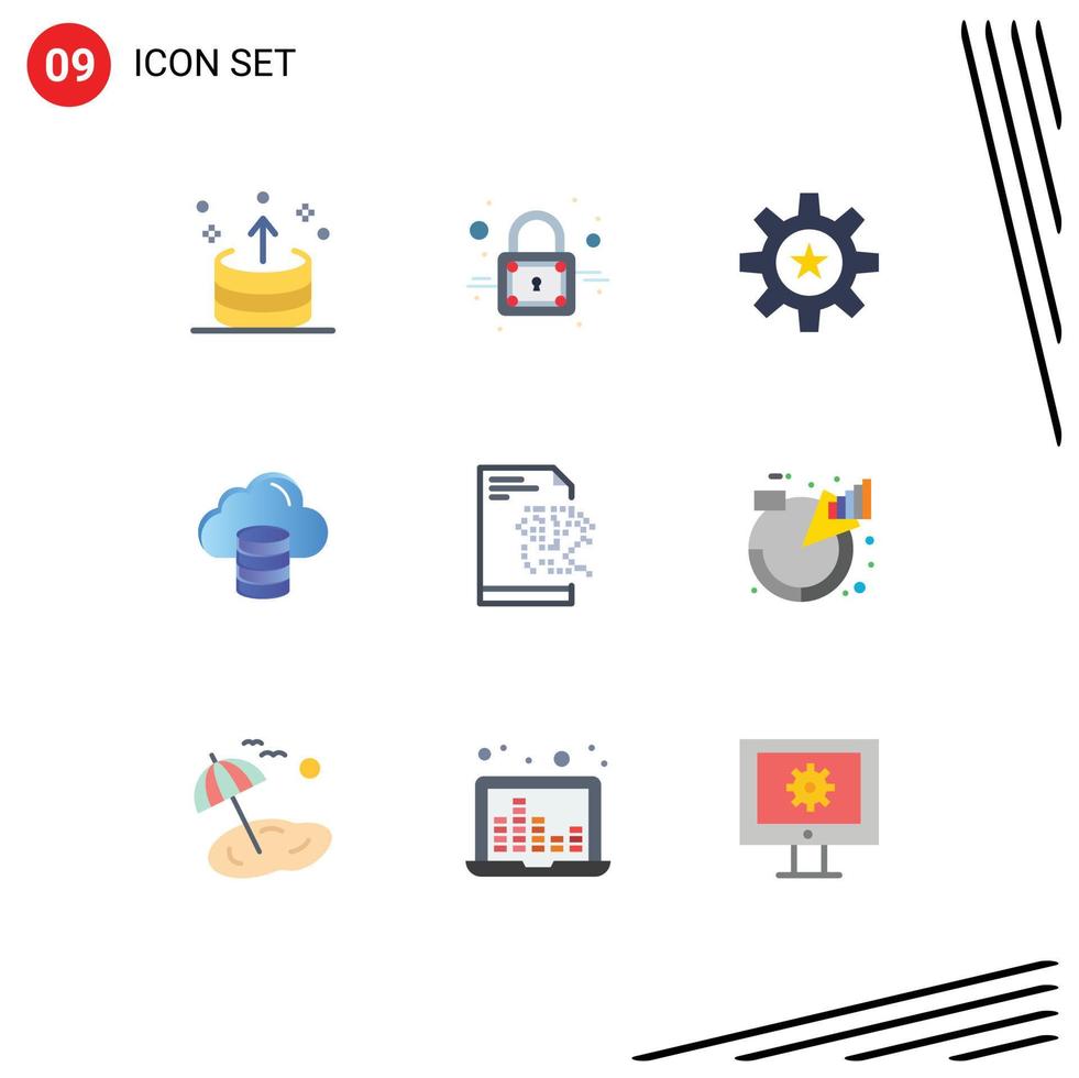 modern uppsättning av 9 platt färger pictograph av fil pengar hr datoranvändning skicklighet redigerbar vektor design element