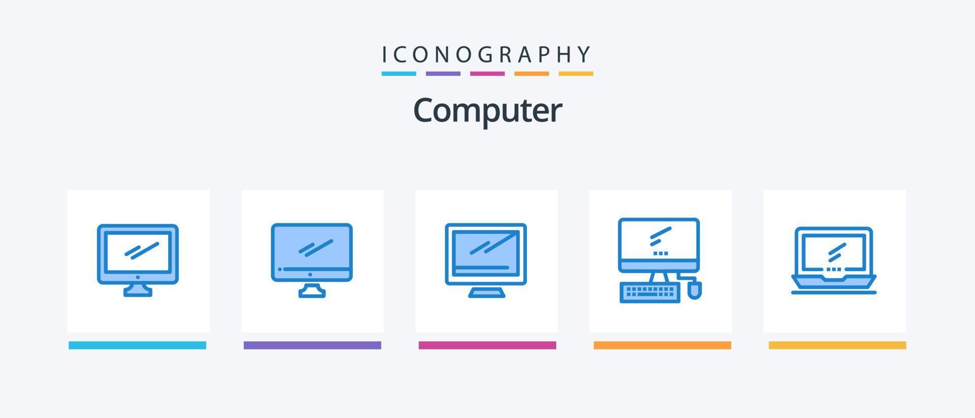 Computer Blau 5 Symbol Pack einschließlich . imac.. kreativ Symbole Design vektor