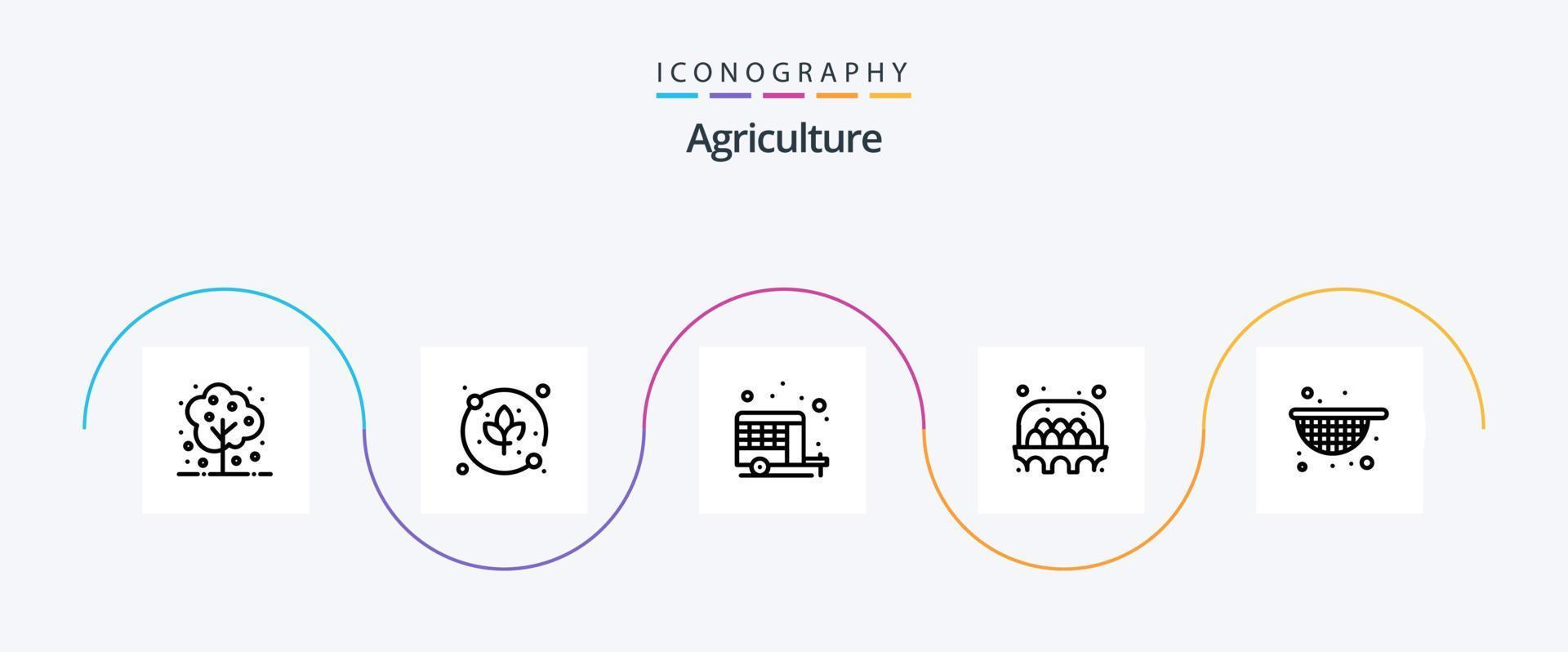 Landwirtschaft Linie 5 Symbol Pack einschließlich Lebensmittel. Sieb. Lager. Lebensmittel. Ei vektor