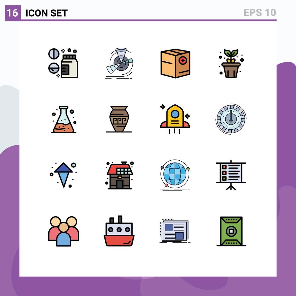 Handy, Mobiltelefon Schnittstelle eben Farbe gefüllt Linie einstellen von 16 Piktogramme von Pflanze Topf Referenz Landwirtschaft e editierbar kreativ Vektor Design Elemente