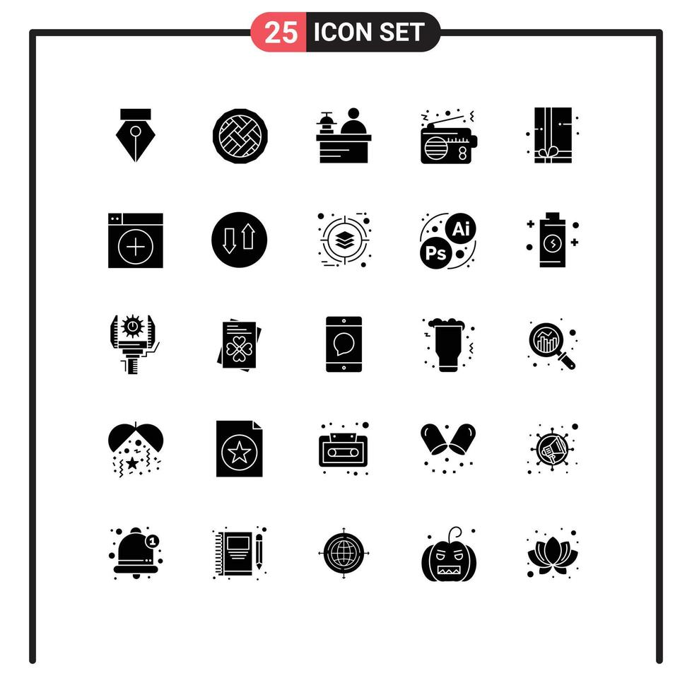 25 Universal- solide Glyphe Zeichen Symbole von Geschenk Verbindung Portier Technologie Kommunikation editierbar Vektor Design Elemente