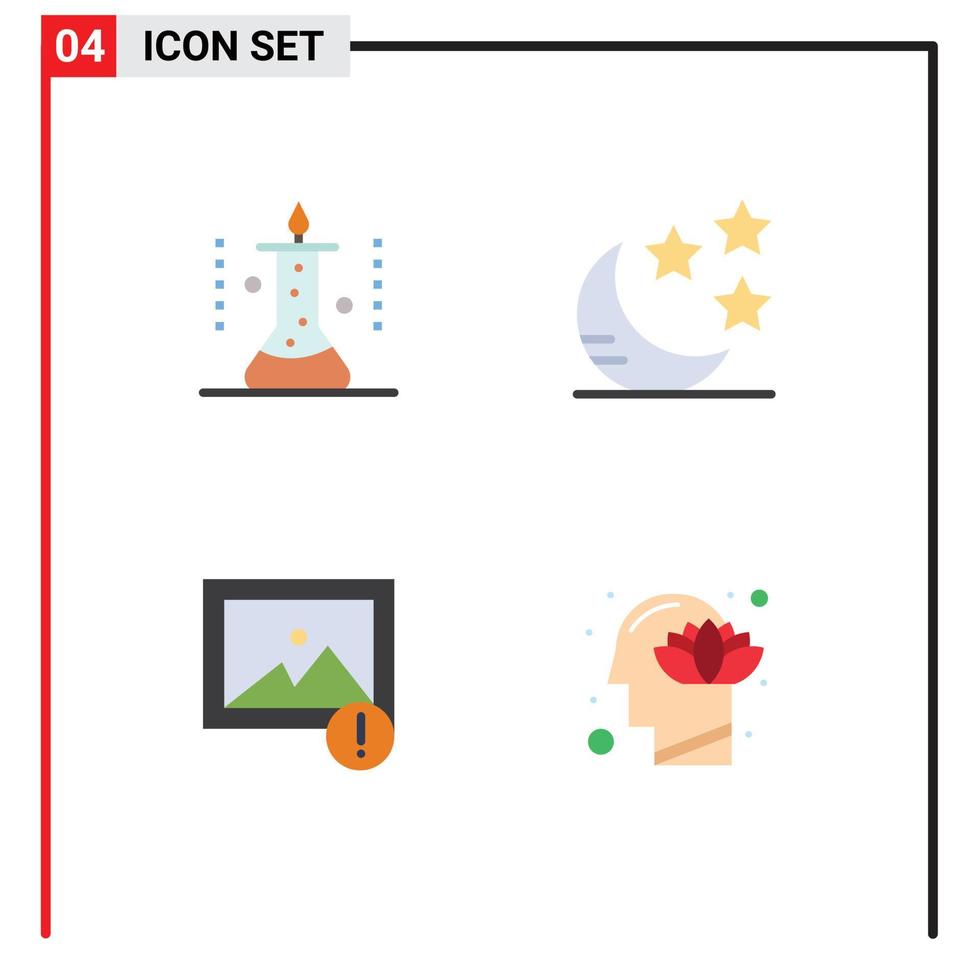 piktogram uppsättning av 4 enkel platt ikoner av laboratorium bild vetenskap experimentera måne harmoni redigerbar vektor design element