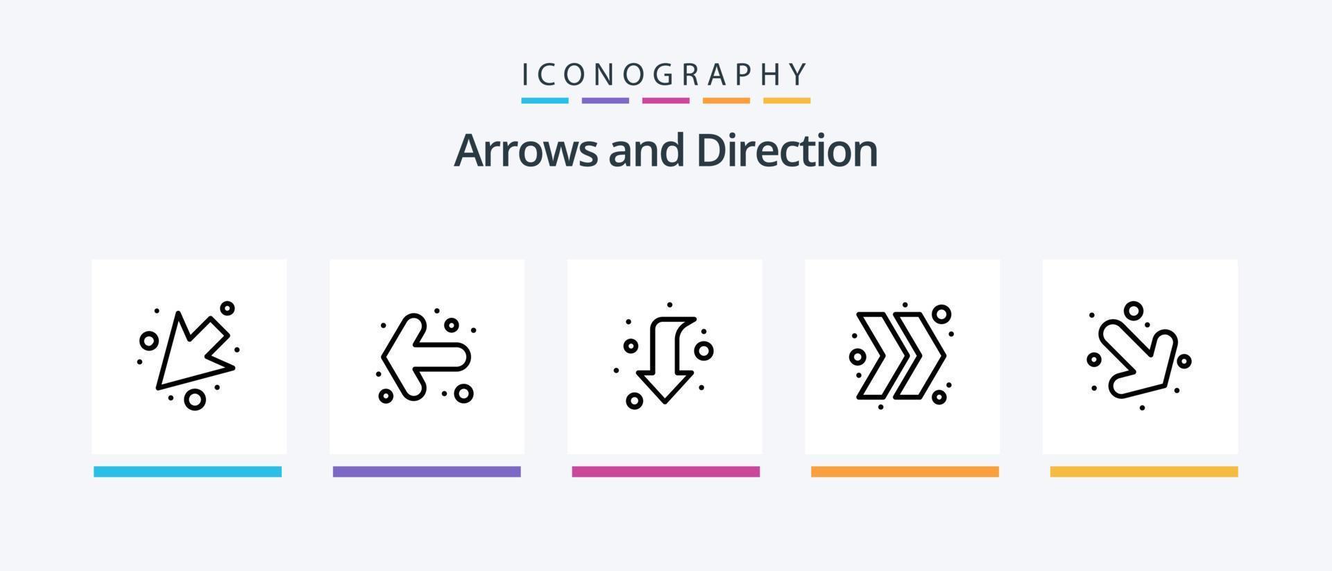 Pfeil Linie 5 Symbol Pack einschließlich . voll. voll. runter. links. kreativ Symbole Design vektor