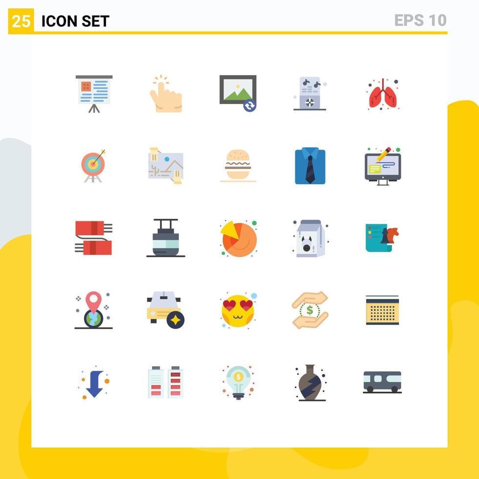 grupp av 25 modern platt färger uppsättning för mål lungor synkronisera hälsa spelare redigerbar vektor design element
