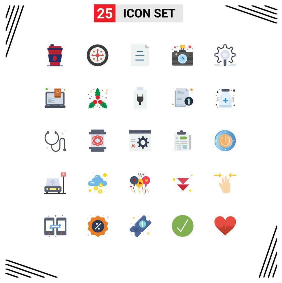 platt Färg packa av 25 universell symboler av Sök motor dokumentera Nyheter kommunikation redigerbar vektor design element