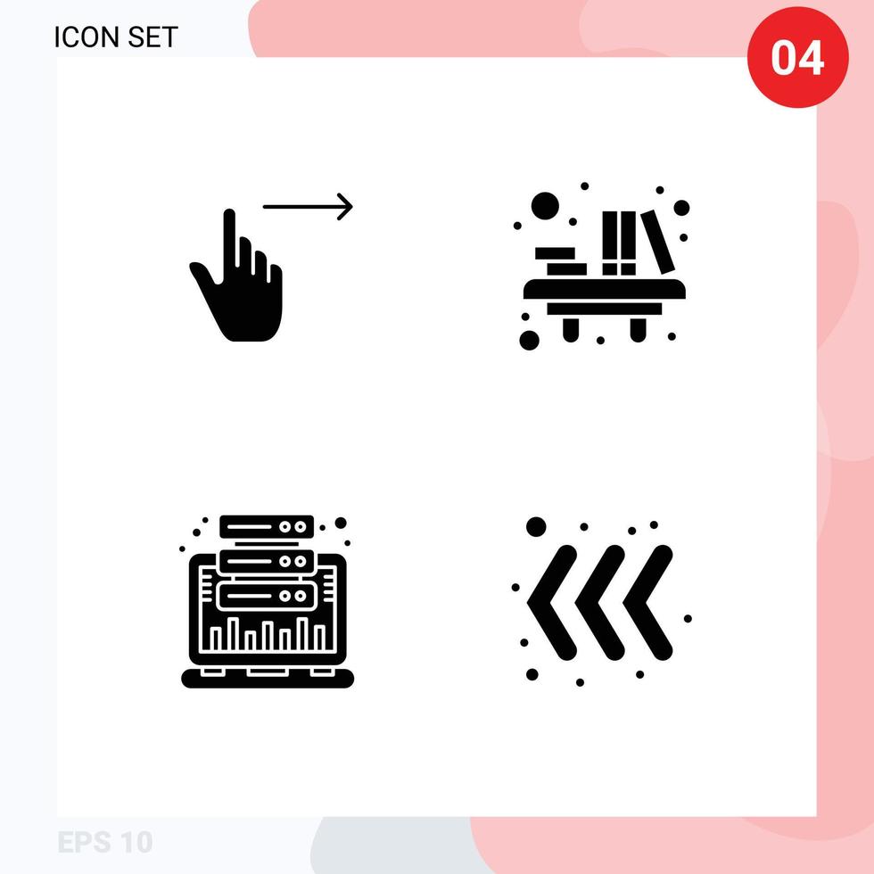 4 universell fast glyfer uppsättning för webb och mobil tillämpningar finger tabell glida utbildning Graf redigerbar vektor design element