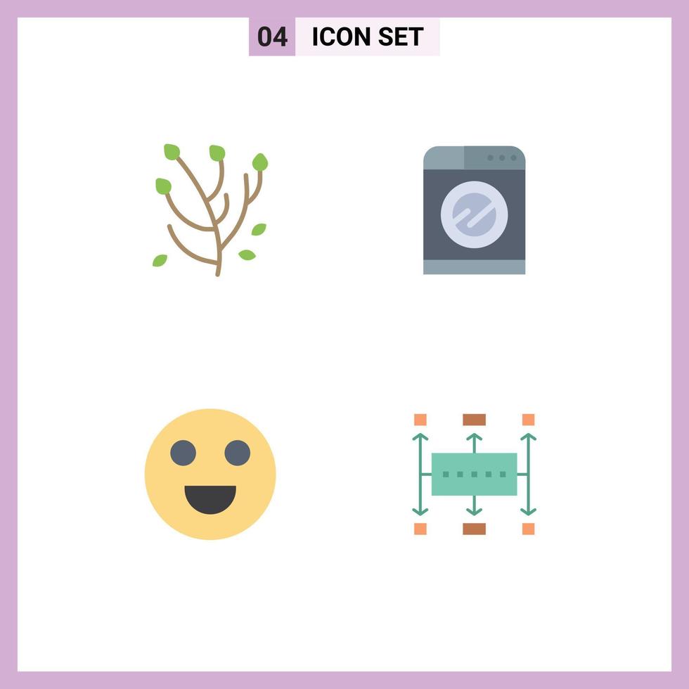 packa av 4 modern platt ikoner tecken och symboler för webb skriva ut media sådan som anemon ansikte vår blomma tvättning arbetsflöde redigerbar vektor design element