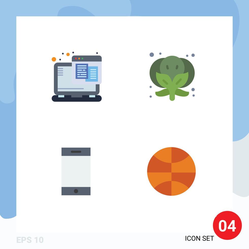 Piktogramm einstellen von 4 einfach eben Symbole von Technologie Smartphone Netz Gemüse Weihnachten editierbar Vektor Design Elemente