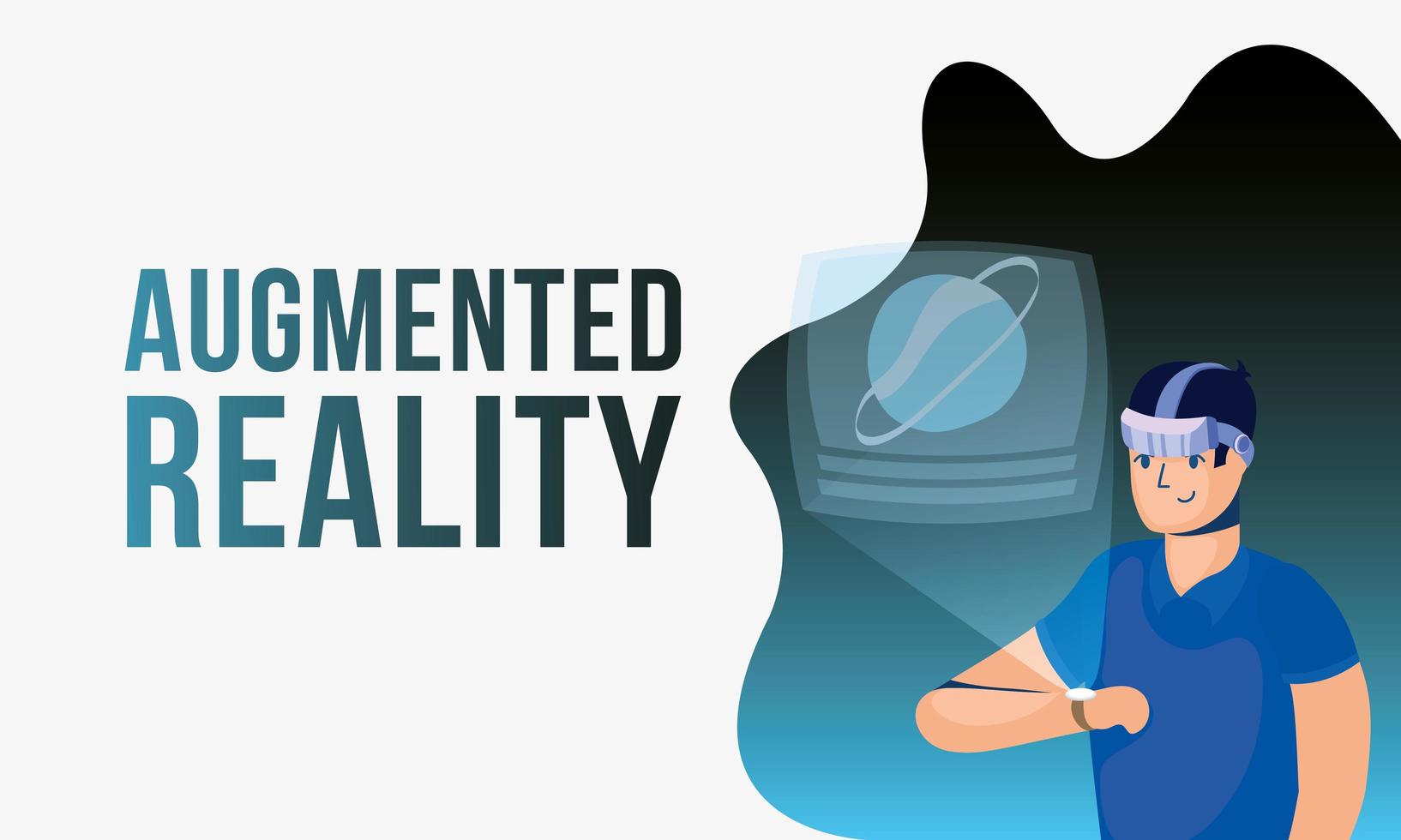 man använder augmented reality på smartwatchen vektor