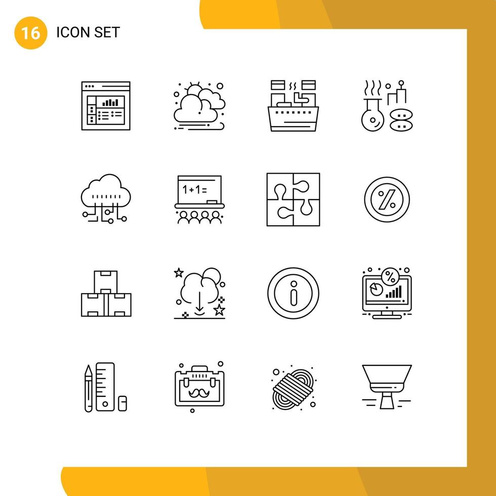uppsättning av 16 modern ui ikoner symboler tecken för konst klara av spa data spa redigerbar vektor design element