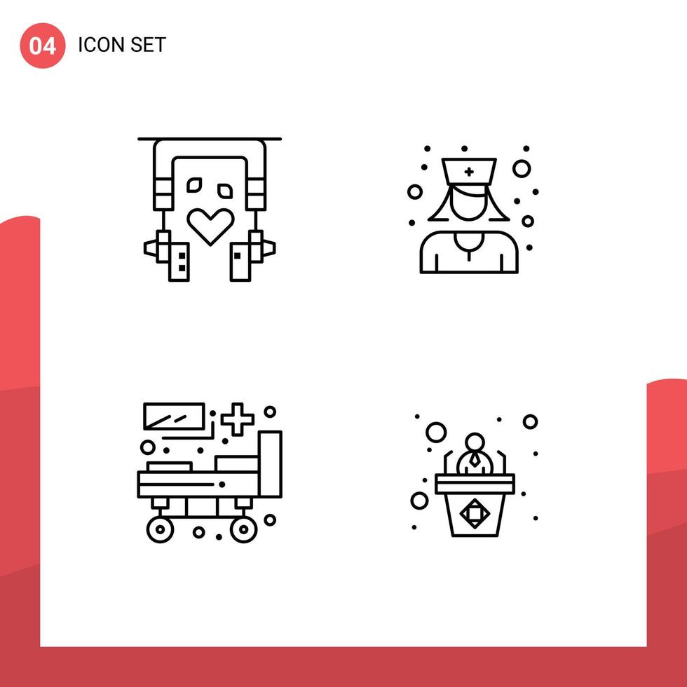 piktogram uppsättning av 4 enkel fylld linje platt färger av öra knoppar medicinsk terapi läkare företag redigerbar vektor design element