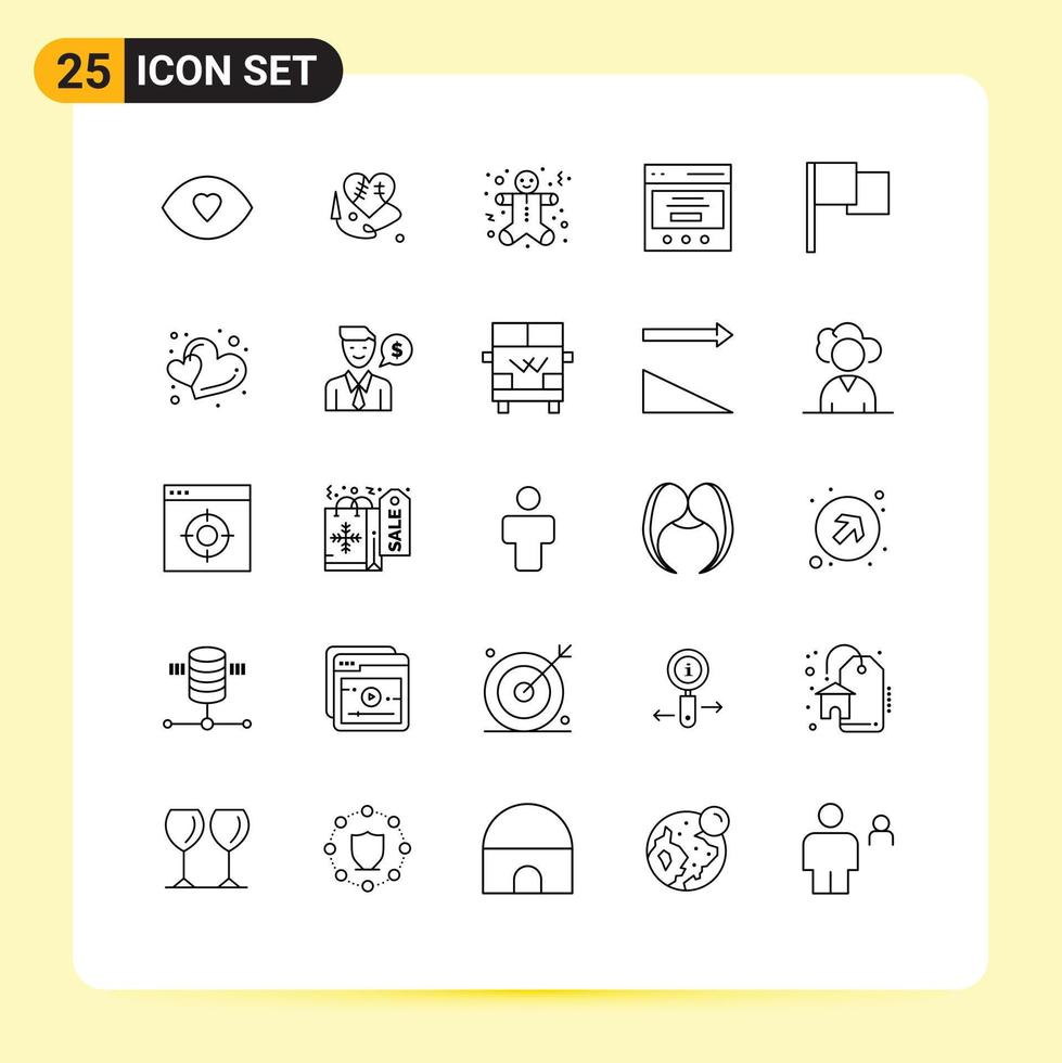 25 universell linje tecken symboler av ui grundläggande kaka användare gränssnitt redigerbar vektor design element