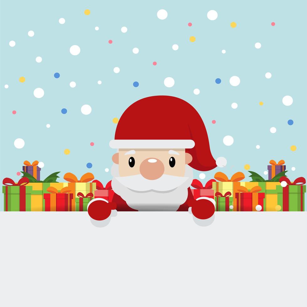 Weihnachtsmann mit Geschenkbox Hintergrund vektor
