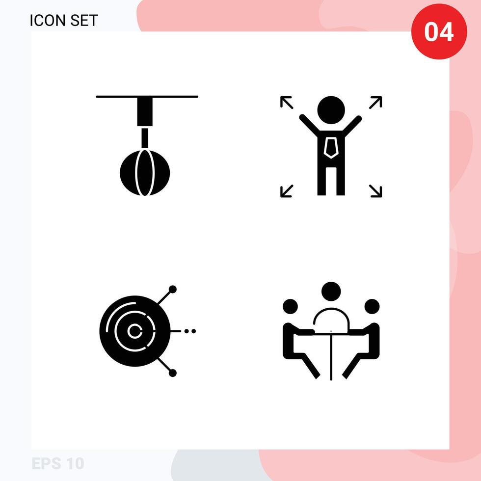 Pack von 4 modern solide Glyphen Zeichen und Symbole zum Netz drucken Medien eine solche wie Haushaltsgeräte Computing Haus Mann schwer Fahrt Platte editierbar Vektor Design Elemente