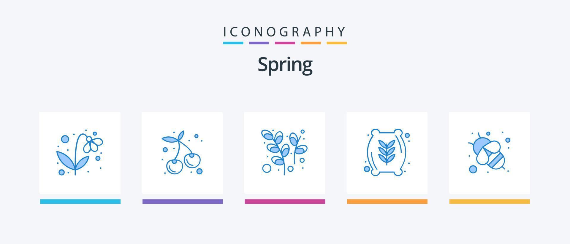 Frühling Blau 5 Symbol Pack einschließlich Honig Biene. Biene. Ostern. Weizen Mehl. Lebensmittel. kreativ Symbole Design vektor