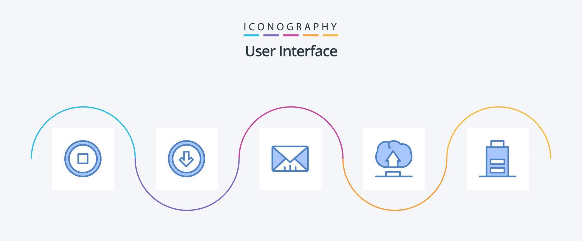 Benutzer Schnittstelle Blau 5 Symbol Pack einschließlich Benutzer. Schnittstelle. Schnittstelle. Batterie. hochladen vektor