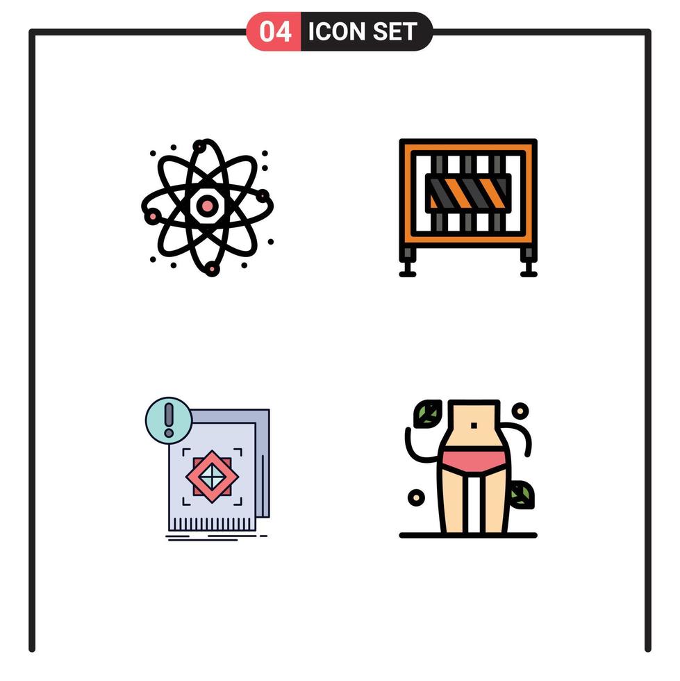 modern uppsättning av 4 fylld linje platt färger pictograph av fysik infrastruktur barriär signal- varna redigerbar vektor design element